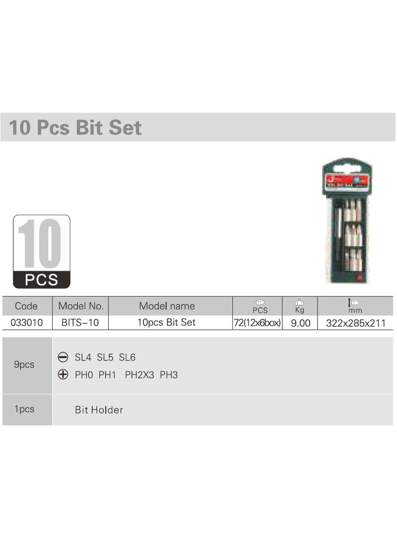 jetechtool Jetech 10-Piece Pack Screwdriver Bit Set, Slotted and Phillips Bit Set with Bit Holder, Material S2 Steel, Nickel Rust Resistant - BITS-10 - Image 2